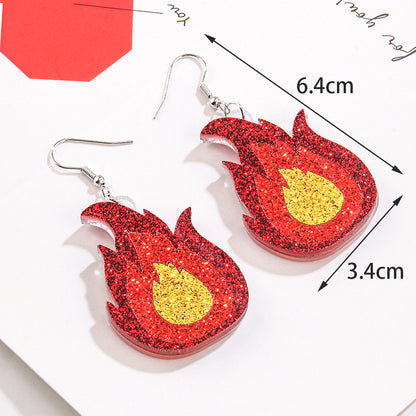 1 Pair Hip-hop Retro Punk Flame Stainless Steel Arylic Drop Earrings