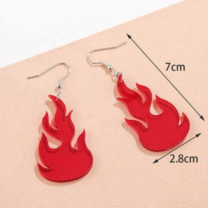 1 Pair Hip-hop Retro Punk Flame Stainless Steel Arylic Drop Earrings