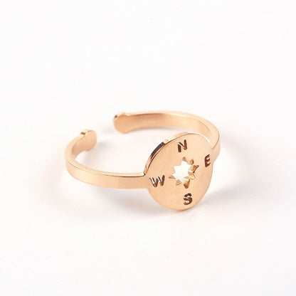 304 Stainless Steel 18K Gold Plated Simple Style Classic Style Epoxy Plating Animal Map Notes Open Rings