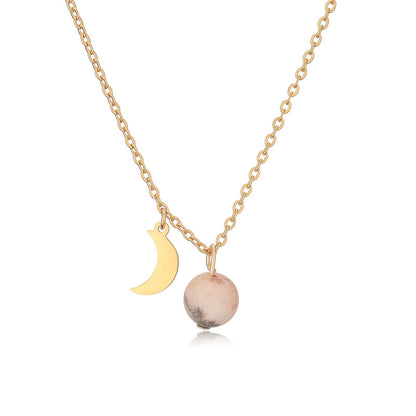 304 Stainless Steel Casual Simple Style Plating Inlay Moon Pendant Necklace