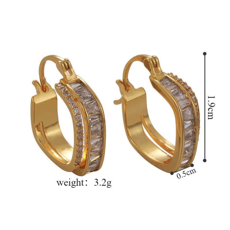 1 Pair Glam Simple Style Solid Color Plating Inlay Copper Zircon Gold Plated Earrings