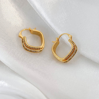 1 Pair Glam Simple Style Solid Color Plating Inlay Copper Zircon Gold Plated Earrings