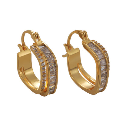 1 Pair Glam Simple Style Solid Color Plating Inlay Copper Zircon Gold Plated Earrings