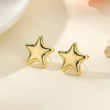 1 Pair Simple Style Star Plating Copper Gold Plated Ear Studs