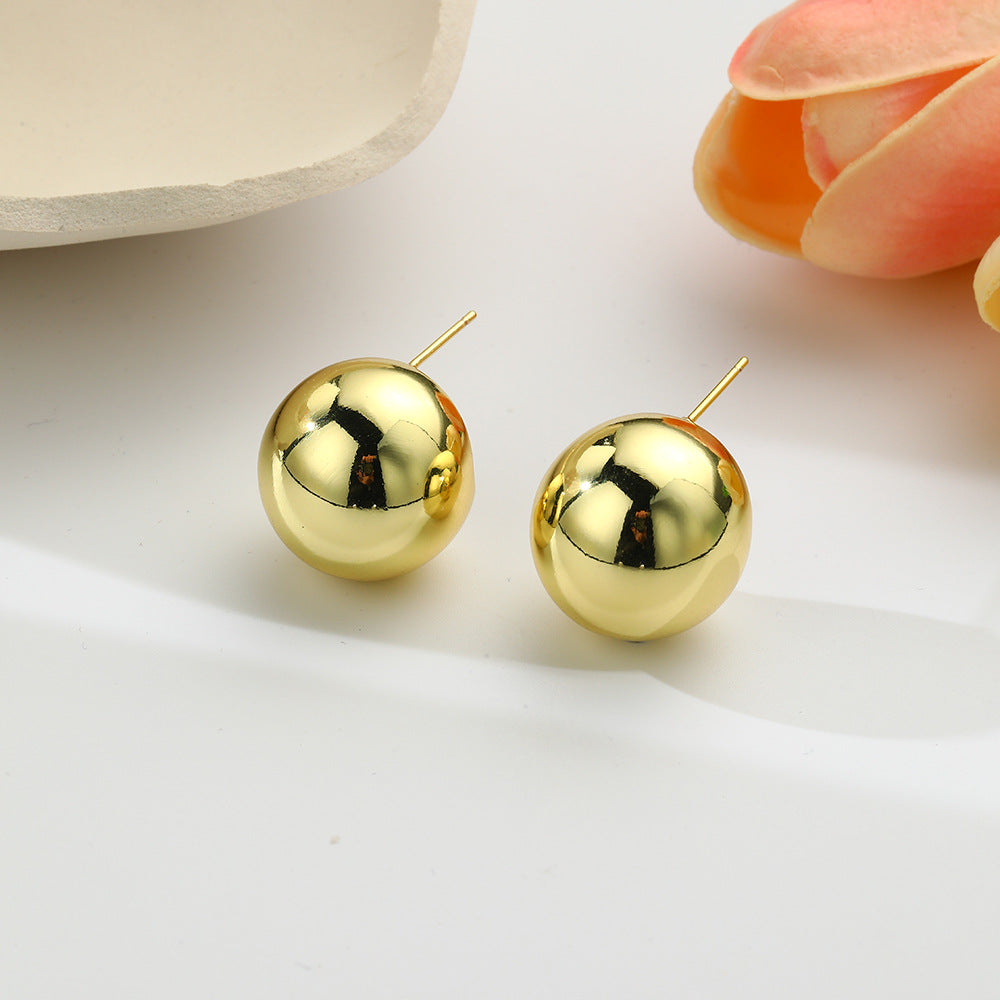 1 Pair Simple Style Classic Style Solid Color Plating Copper Gold Plated Ear Studs