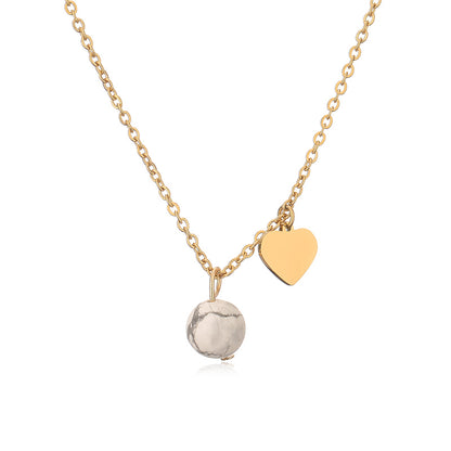 304 Stainless Steel Gold Plated Casual Simple Style Plating Inlay Heart Shape Pendant Necklace