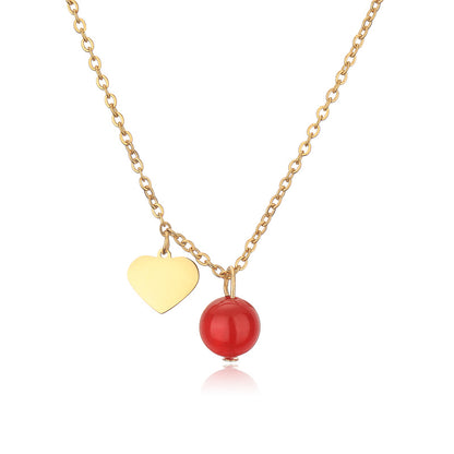 304 Stainless Steel Gold Plated Casual Simple Style Plating Inlay Heart Shape Pendant Necklace