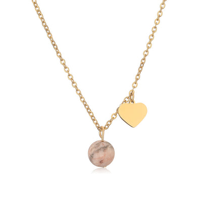 304 Stainless Steel Gold Plated Casual Simple Style Plating Inlay Heart Shape Pendant Necklace