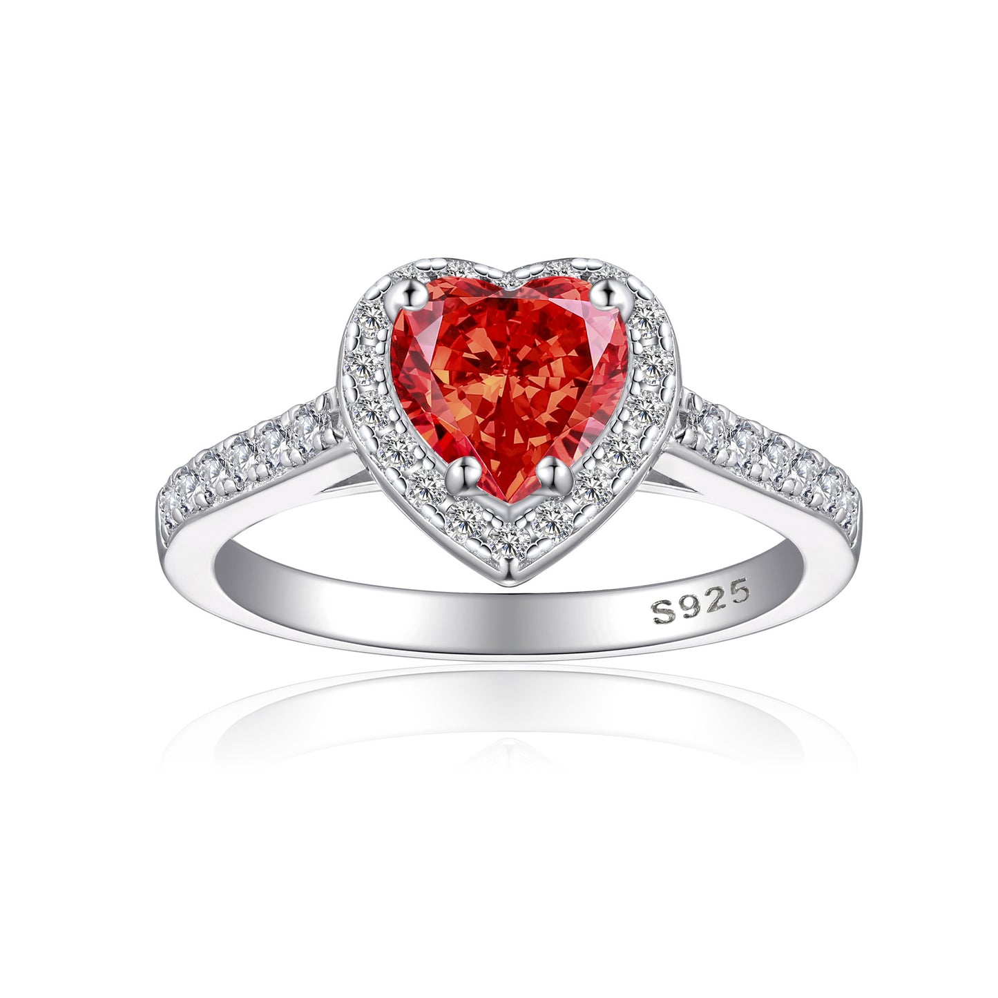 Sterling Silver Simple Style Classic Style Inlay Heart Shape High Carbon Diamond Rings