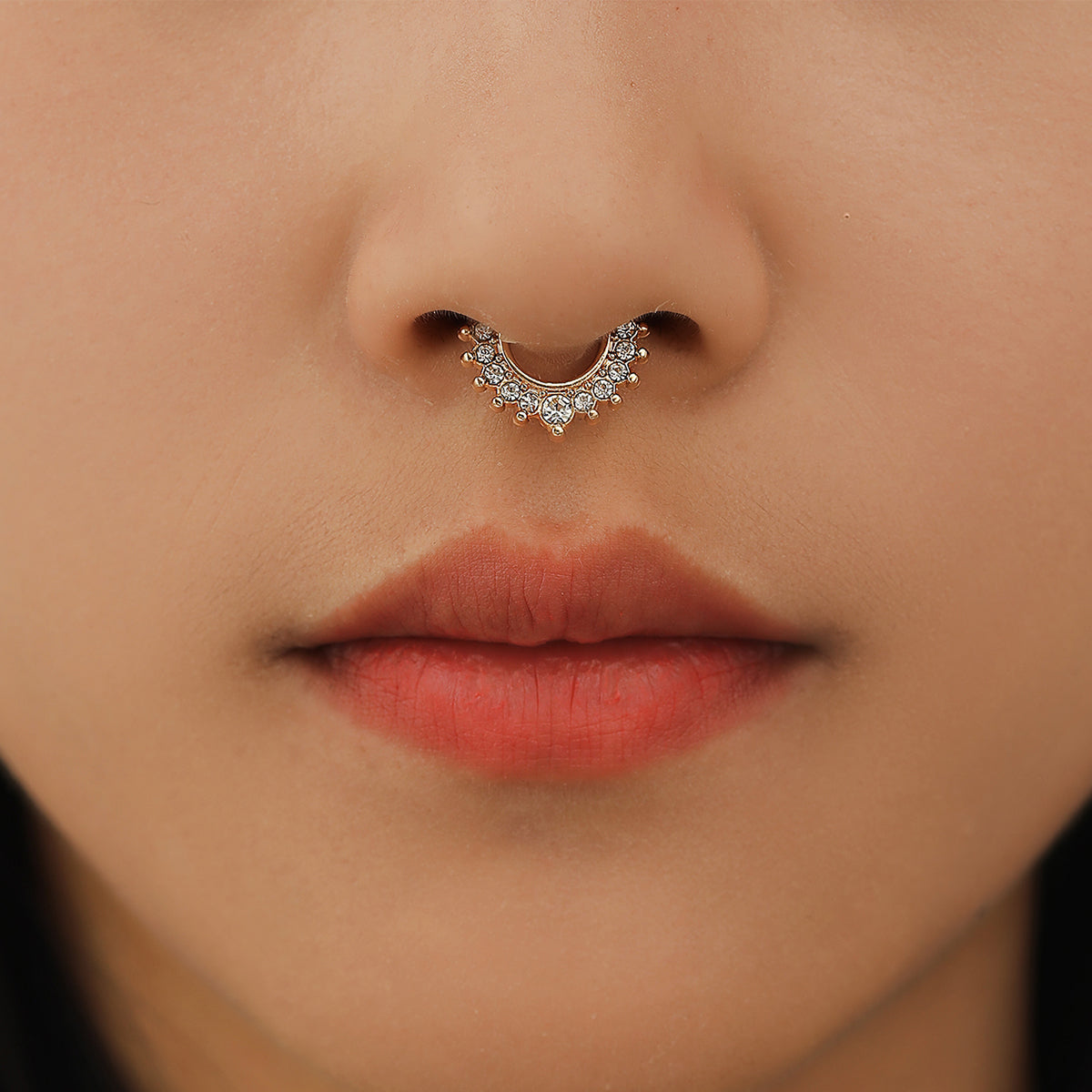 1 Piece Nose Rings & Studs Simple Style Classic Style Color Block Copper Inlay Rhinestones Nose Rings & Studs