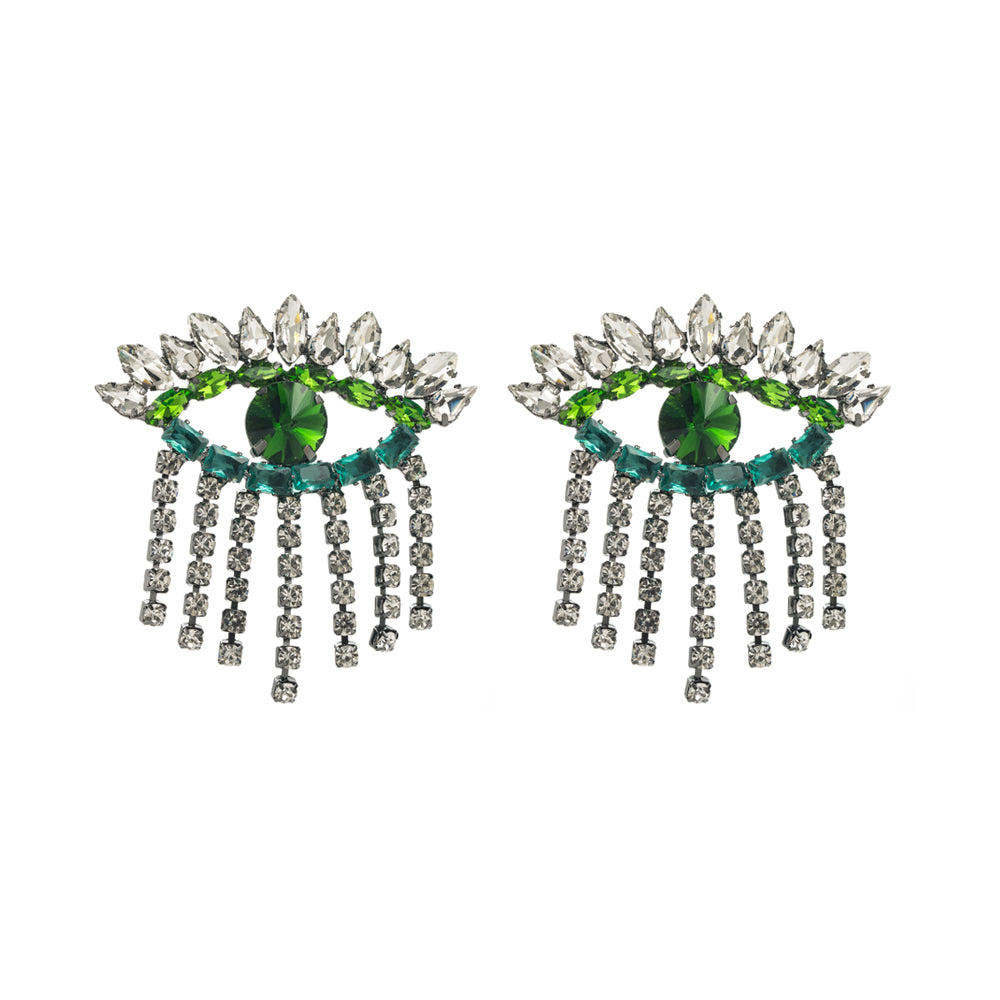 1 Pair Elegant Luxurious Eye Plating Inlay Alloy Resin Rhinestone Resin Rhinestones Gold Plated Drop Earrings