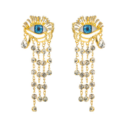 1 Pair Elegant Luxurious Eye Plating Inlay Alloy Resin Rhinestone Resin Rhinestones Gold Plated Drop Earrings