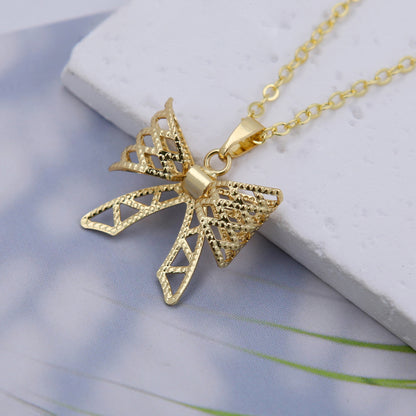 Copper 18K Gold Plated White Gold Plated Simple Style Plating Bow Knot Pendant Necklace