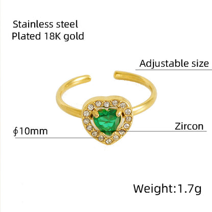 Titanium Steel Simple Style Classic Style Inlay Water Droplets Heart Shape Rhombus Zircon Rings