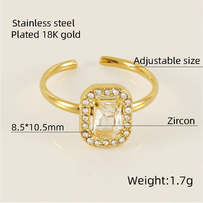 Titanium Steel Simple Style Classic Style Inlay Water Droplets Heart Shape Rhombus Zircon Rings