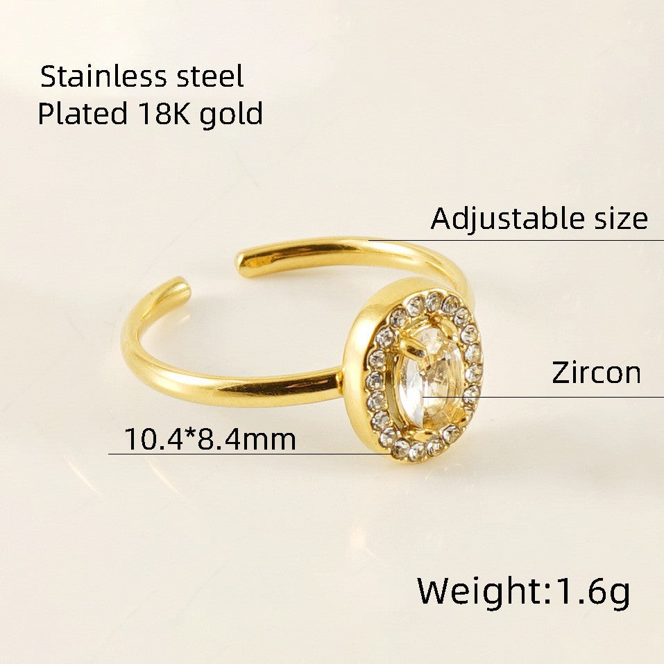 Titanium Steel Simple Style Classic Style Inlay Water Droplets Heart Shape Rhombus Zircon Rings