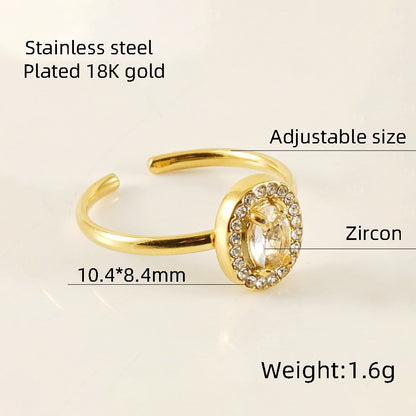 Titanium Steel Simple Style Classic Style Inlay Water Droplets Heart Shape Rhombus Zircon Rings