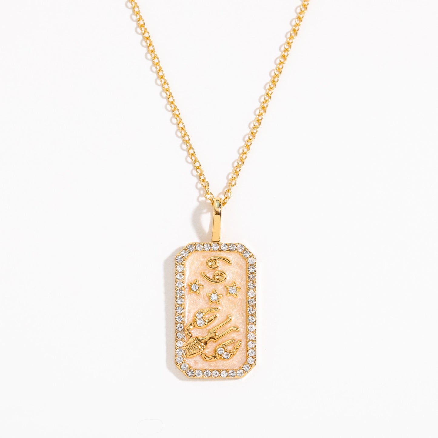 Copper Retro Geometric Inlay Zircon Pendant Necklace