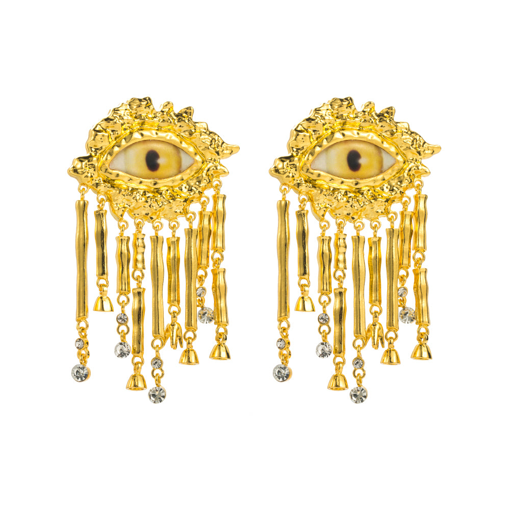 1 Pair Casual Eye Plating Inlay Zinc Alloy Resin Rhinestones Gold Plated Ear Studs