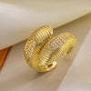 Wholesale IG Style Modern Style Classic Style Geometric Spiral Stripe Copper Inlay 18K Gold Plated Zircon Open Rings