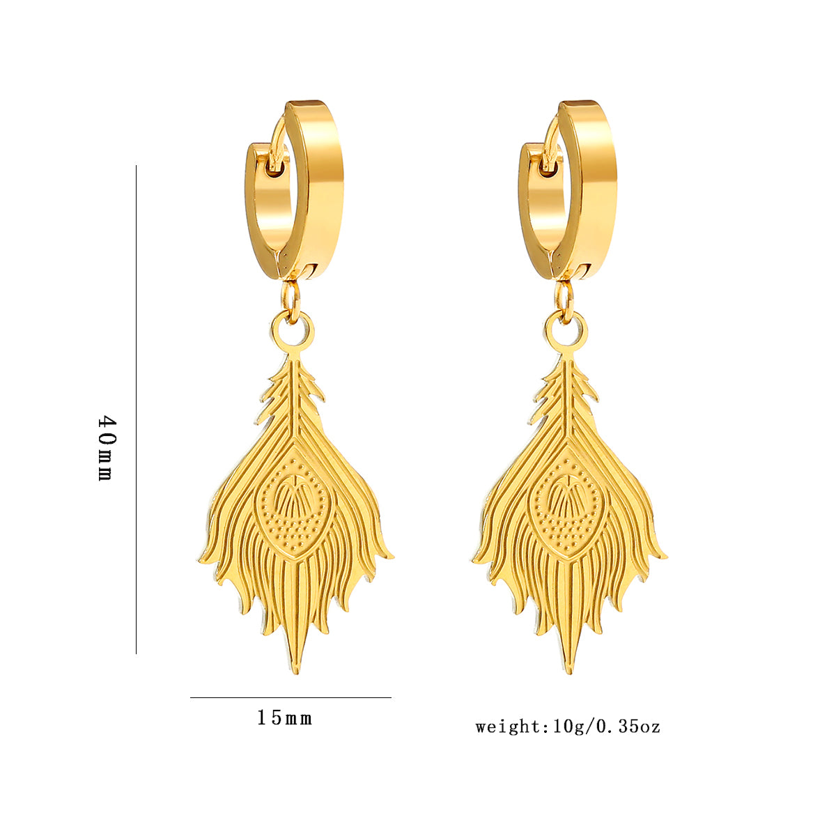 1 Pair Elegant Luxurious Phoenix Plating 304 Stainless Steel 18K Gold Plated Drop Earrings