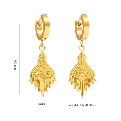 1 Pair Elegant Luxurious Phoenix Plating 304 Stainless Steel 18K Gold Plated Drop Earrings