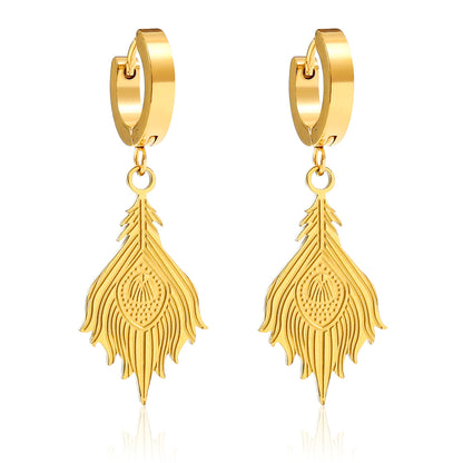 1 Pair Elegant Luxurious Phoenix Plating 304 Stainless Steel 18K Gold Plated Drop Earrings