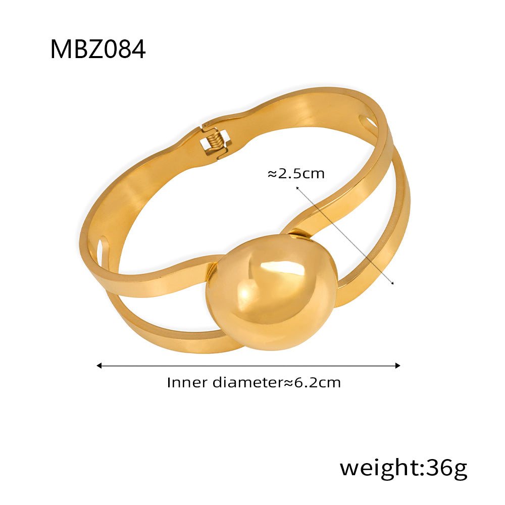 Titanium Steel 18K Gold Plated Casual Simple Style Round Layered Plating Bangle