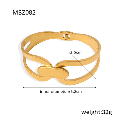 Titanium Steel 18K Gold Plated Casual Simple Style Round Layered Plating Bangle