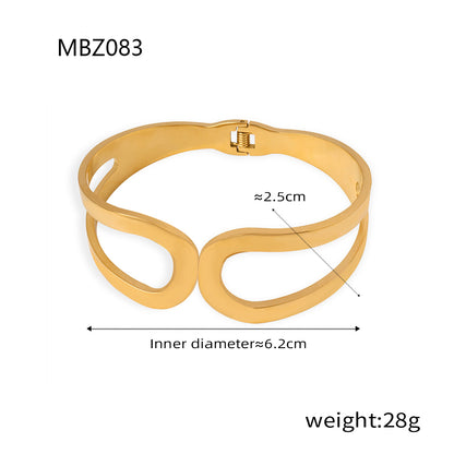 Titanium Steel 18K Gold Plated Casual Simple Style Round Layered Plating Bangle