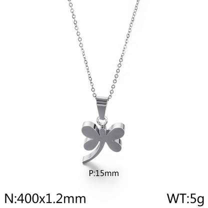 Stainless Steel Simple Style Butterfly Pendant Necklace