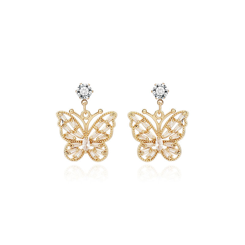 1 Pair Simple Style Classic Style Butterfly Plating Copper K Gold Plated Ear Studs