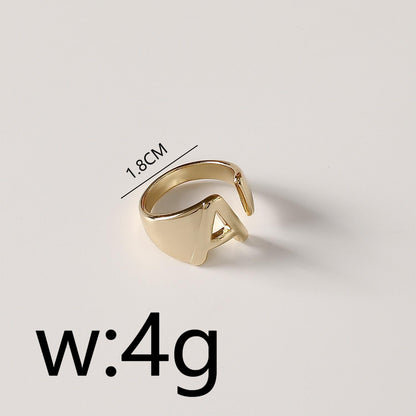 Wholesale Simple Style Classic Style Letter Copper 18K Gold Plated Open Rings