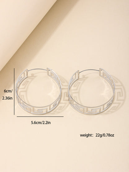 1 Pair Nordic Style Plaid Hollow Out Alloy Hoop Earrings