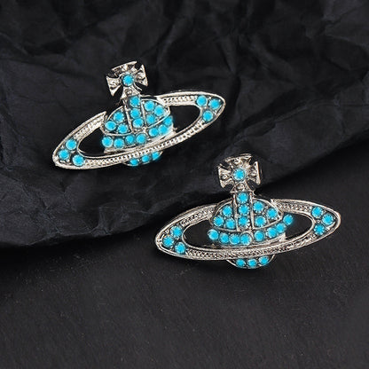 Fashion Universe Planet Alloy Inlay Rhinestones Women's Drop Earrings 1 Pair