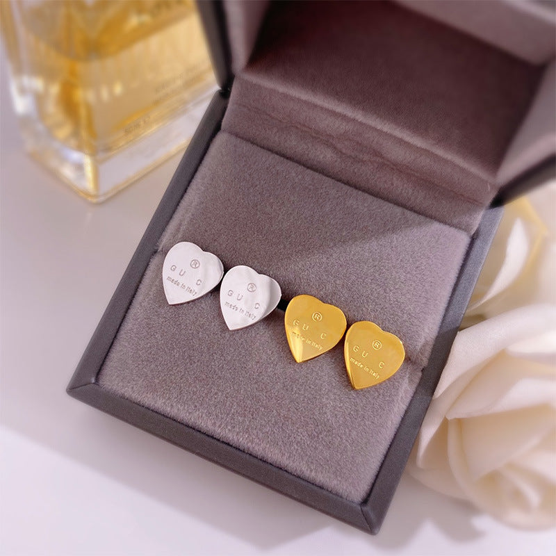 1 Pair Simple Style Heart Shape Plating Copper Ear Studs