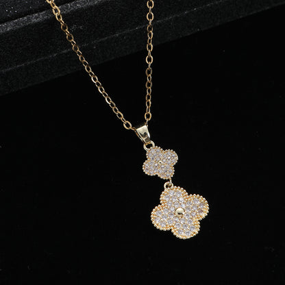 Simple Style Four Leaf Clover Stainless Steel Pendant Necklace