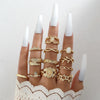 Vintage Beauty Head Alloy Coin Cross Pattern Rhinestone Love Ring Set Nhgy125437