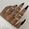 Vintage Beauty Head Alloy Coin Cross Pattern Rhinestone Love Ring Set Nhgy125437