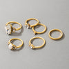 Vintage Beauty Head Alloy Coin Cross Pattern Rhinestone Love Ring Set Nhgy125437