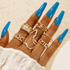 Vintage Beauty Head Alloy Coin Cross Pattern Rhinestone Love Ring Set Nhgy125437