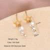 1 Pair Simple Style Classic Style Pentagram Plating Inlay Stainless Steel Zircon 14K Gold Plated Ear Studs