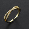 Stainless Steel Simple Style Shiny Solid Color Inlay Zircon Open Rings