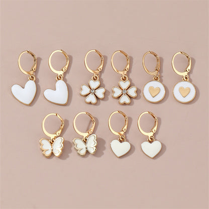 Korean Style Alloy Dripping Oil Butterfly Leaf Children's Earrings