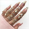 Retro Diamond-studded Turquoise Geometric Ring Set