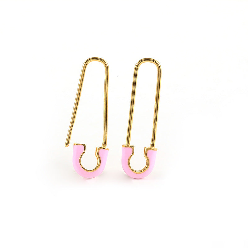 Ins Wind Pink Earrings Love Stars Dripping Oil Earrings Set