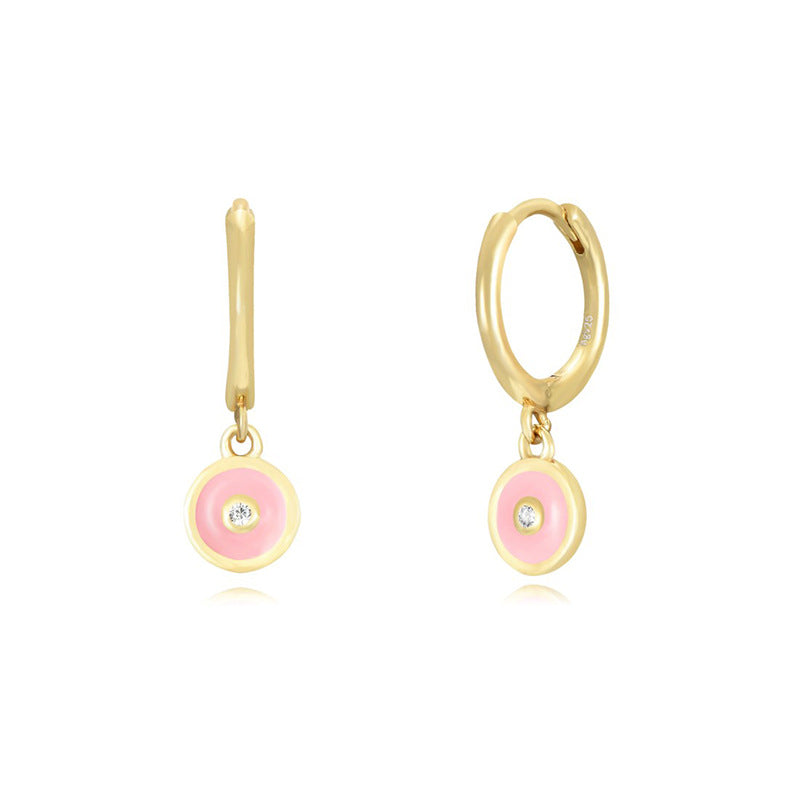 Ins Wind Pink Earrings Love Stars Dripping Oil Earrings Set