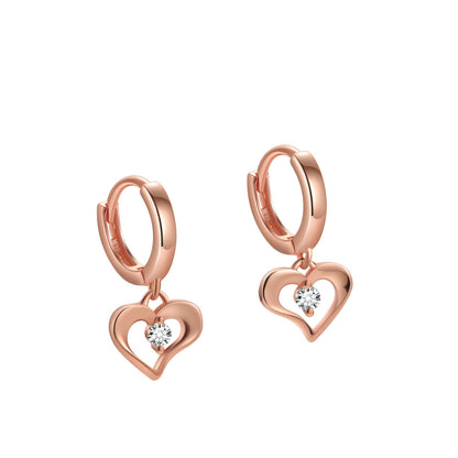 1 Piece Modern Style Simple Style Classic Style Water Droplets Heart Shape Inlay Sterling Silver Zircon Drop Earrings