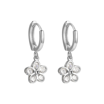 1 Piece Modern Style Simple Style Classic Style Water Droplets Heart Shape Inlay Sterling Silver Zircon Drop Earrings