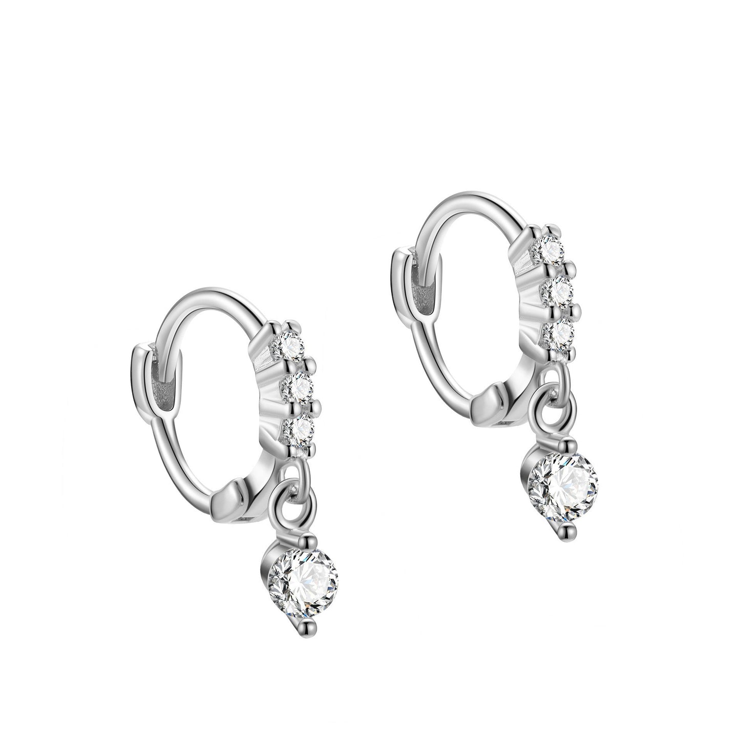 1 Piece Modern Style Simple Style Classic Style Water Droplets Heart Shape Inlay Sterling Silver Zircon Drop Earrings